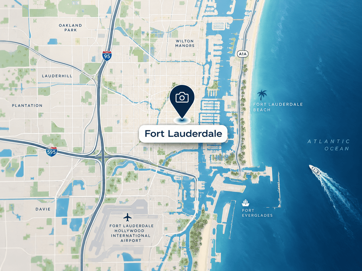 Map of Fort Lauderdale and the Broward County coast