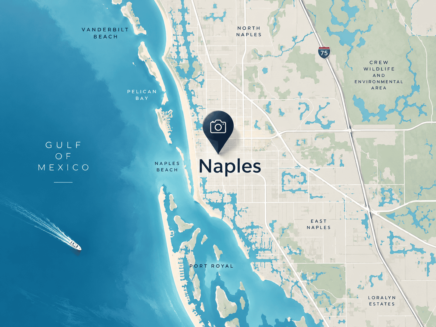 Map of Naples on the Gulf of Mexico coast