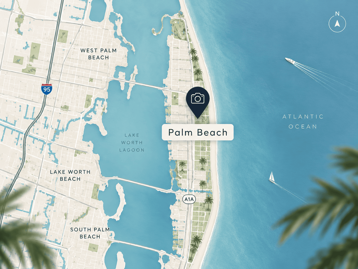 Map of Palm Beach and West Palm Beach
